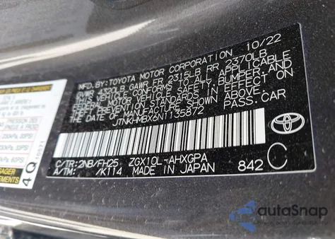 2022 Toyota C-Hr Nightshade Edition from USA, damaged, VIN JTNKHMBX6N1135872